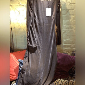 NEW ! Deluc Long Sleeve cocoa brown Velvet maxi Dress